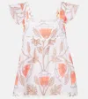 Juliet Dunn Printed Scalloped Cotton Top In White