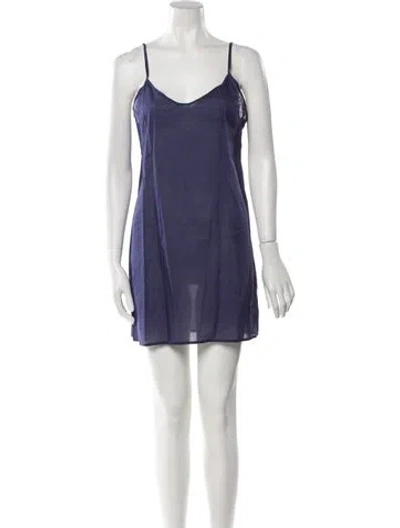 Pre-owned Juliet Dunn Scoop Neck Mini Dress In Blue