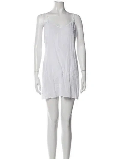 Pre-owned Juliet Dunn Scoop Neck Mini Dress In White