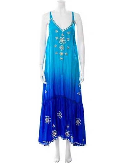 Pre-owned Juliet Dunn Silk Long Dress In Blue