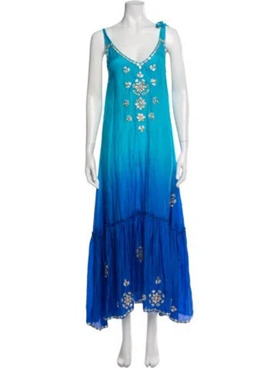 Pre-owned Juliet Dunn Silk Long Dress In Blue