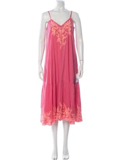 Pre-owned Juliet Dunn Silk Long Dress In Pink