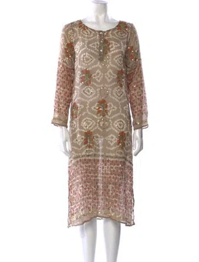 Pre-owned Juliet Dunn Silk Midi Length Dress In Neutral