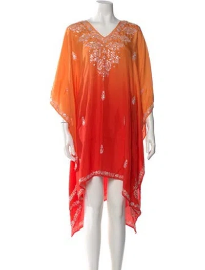 Pre-owned Juliet Dunn Silk Midi Length Dress In Orange