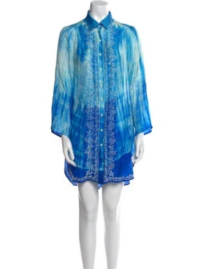 Pre-owned Juliet Dunn Silk Mini Dress In Blue