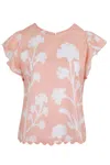 Juliet Dunn Sleeveless Frill Top Majorelle Print In Pink