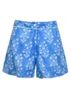 Juliet Dunn Small Flower Print High Waisted Shorts W/lurex L Sapphire/silver