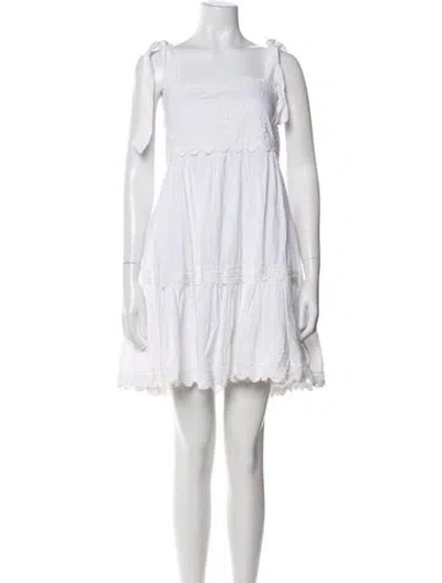 Pre-owned Juliet Dunn Square Neckline Knee-length Dress W/ Tags In White
