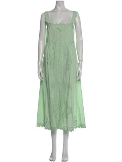 Pre-owned Juliet Dunn Square Neckline Long Dress In Green