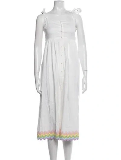 Pre-owned Juliet Dunn Square Neckline Long Dress In White
