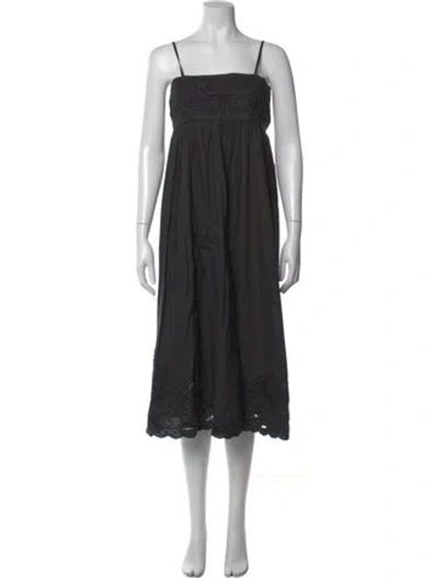 Pre-owned Juliet Dunn Square Neckline Midi Length Dress In Gray