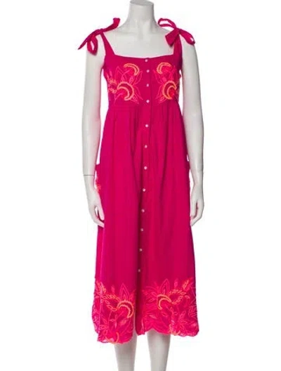 Pre-owned Juliet Dunn Square Neckline Midi Length Dress In Pink