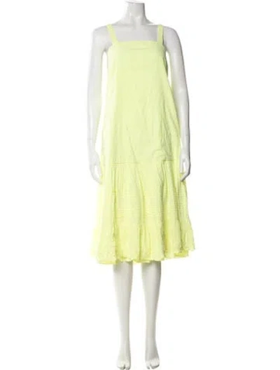 Pre-owned Juliet Dunn Square Neckline Midi Length Dress In Yellow