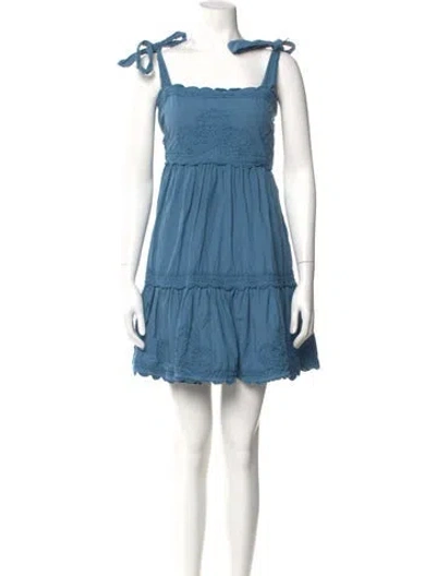 Pre-owned Juliet Dunn Square Neckline Mini Dress In Blue