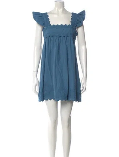 Pre-owned Juliet Dunn Square Neckline Mini Dress In Blue