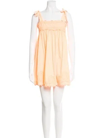Pre-owned Juliet Dunn Square Neckline Mini Dress In Orange