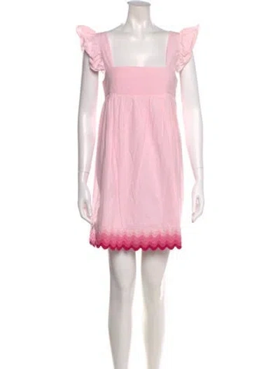 Pre-owned Juliet Dunn Square Neckline Mini Dress In Pink