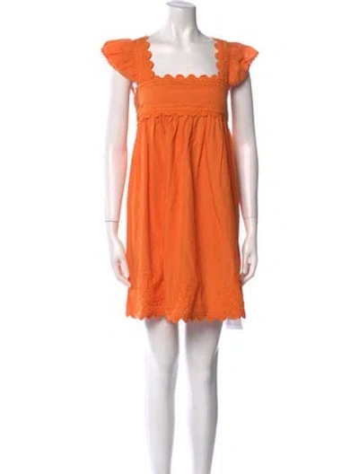 Pre-owned Juliet Dunn Square Neckline Mini Dress W/ Tags In Orange