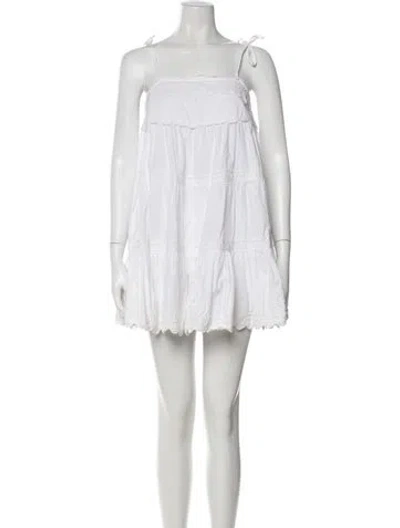 Pre-owned Juliet Dunn Square Neckline Mini Dress In White