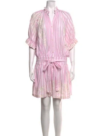 Pre-owned Juliet Dunn Striped Mini Dress In Pink
