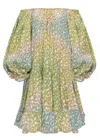 Juliet Dunn Tie Dye Boho Layer Dress With Snow Leopard Print Green Lime/turq In Multi