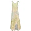 Juliet Dunn Tie Dye V-neck Maxi Dress With Snow Leopard Print Green Lime/turq In Multi