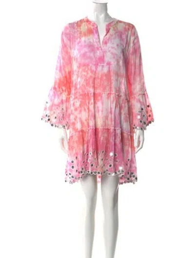 Pre-owned Juliet Dunn Tie-dye Print Knee-length Dress In Pink