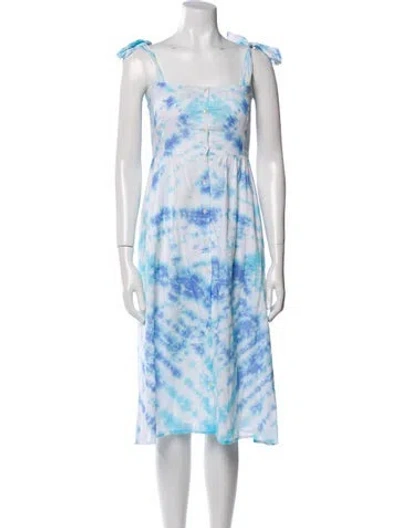 Pre-owned Juliet Dunn Tie-dye Print Knee-length Dress In White