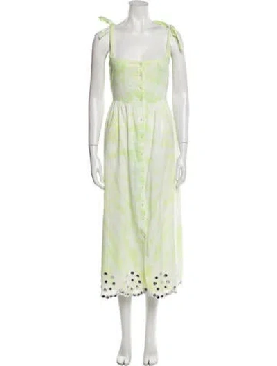 Pre-owned Juliet Dunn Tie-dye Print Long Dress In Yellow
