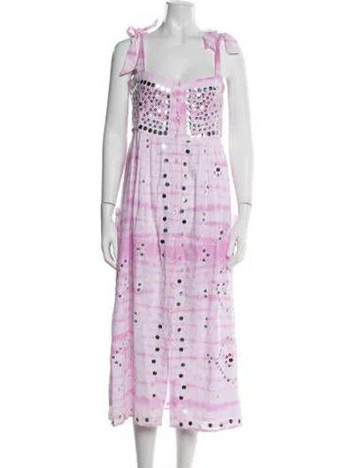 Pre-owned Juliet Dunn Tie-dye Print Midi Length Dress In Pink