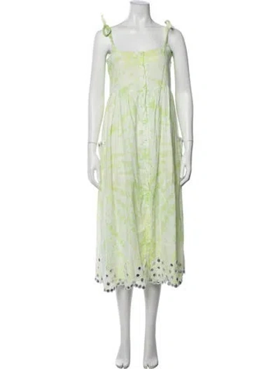 Pre-owned Juliet Dunn Tie-dye Print Midi Length Dress In Yellow