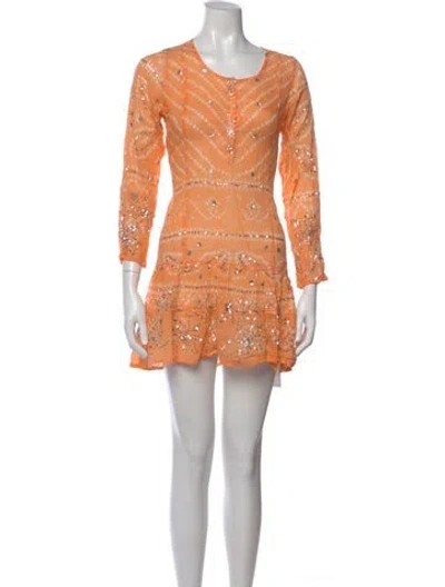 Pre-owned Juliet Dunn Tie-dye Print Mini Dress In Orange