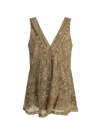 Juliet Dunn V-back Mini Dress In Brown