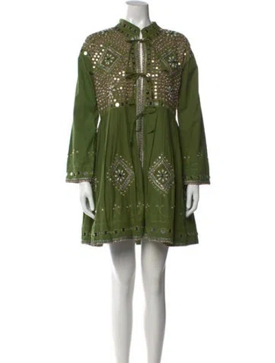 Pre-owned Juliet Dunn Vintage Mini Dress In Green