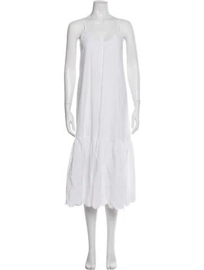 Pre-owned Juliet Dunn V-neck Long Dress In White