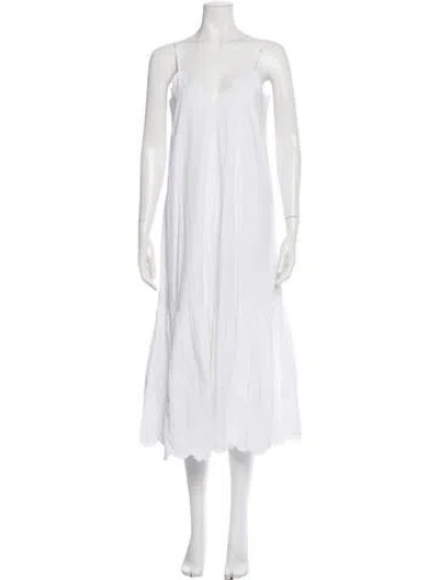 Pre-owned Juliet Dunn V-neck Long Dress In White