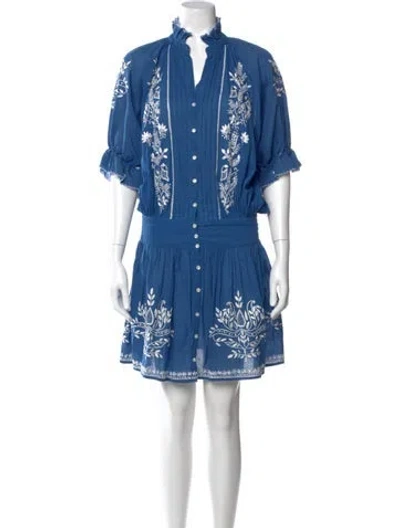 Pre-owned Juliet Dunn V-neck Mini Dress In Blue