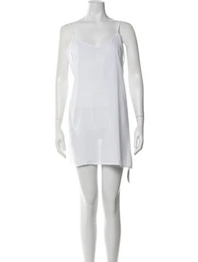 Pre-owned Juliet Dunn V-neck Mini Dress In Blue/white