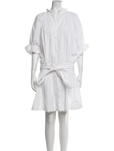 Pre-owned Juliet Dunn V-neck Mini Dress In White