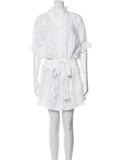 Pre-owned Juliet Dunn V-neck Mini Dress In White
