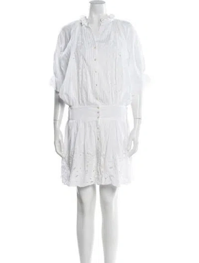 Pre-owned Juliet Dunn V-neck Mini Dress In White