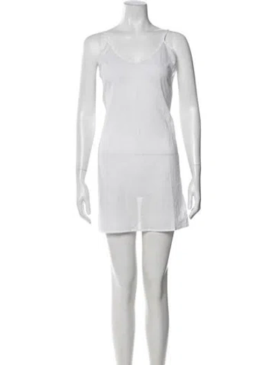 Pre-owned Juliet Dunn V-neck Mini Dress In White