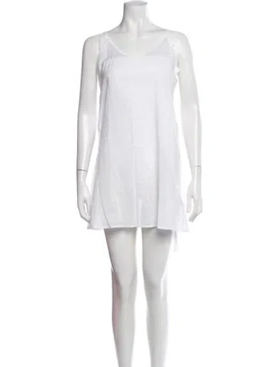 Pre-owned Juliet Dunn V-neck Mini Dress In White