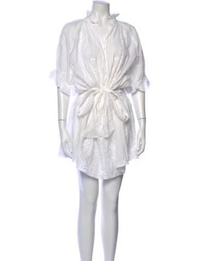 Pre-owned Juliet Dunn V-neck Mini Dress In White