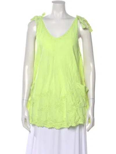 Pre-owned Juliet Dunn V-neck Sleeveless Tunic In Green