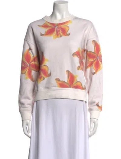 Pre-owned Juliet Johnstone Floral Print Crew Neck Sweater In Pink