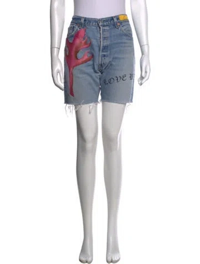 Pre-owned Juliet Johnstone Graphic Print Mini Shorts In Blue