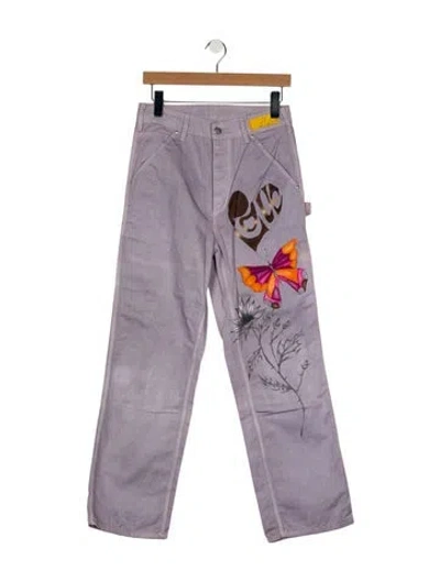 Pre-owned Juliet Johnstone High-rise Wide Leg Jeans In Purple