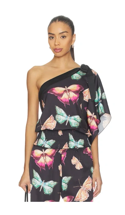 Juliet Johnstone Mariposa One Shoulder Top In Black
