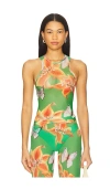 Juliet Johnstone Mesh Tank Top In Green